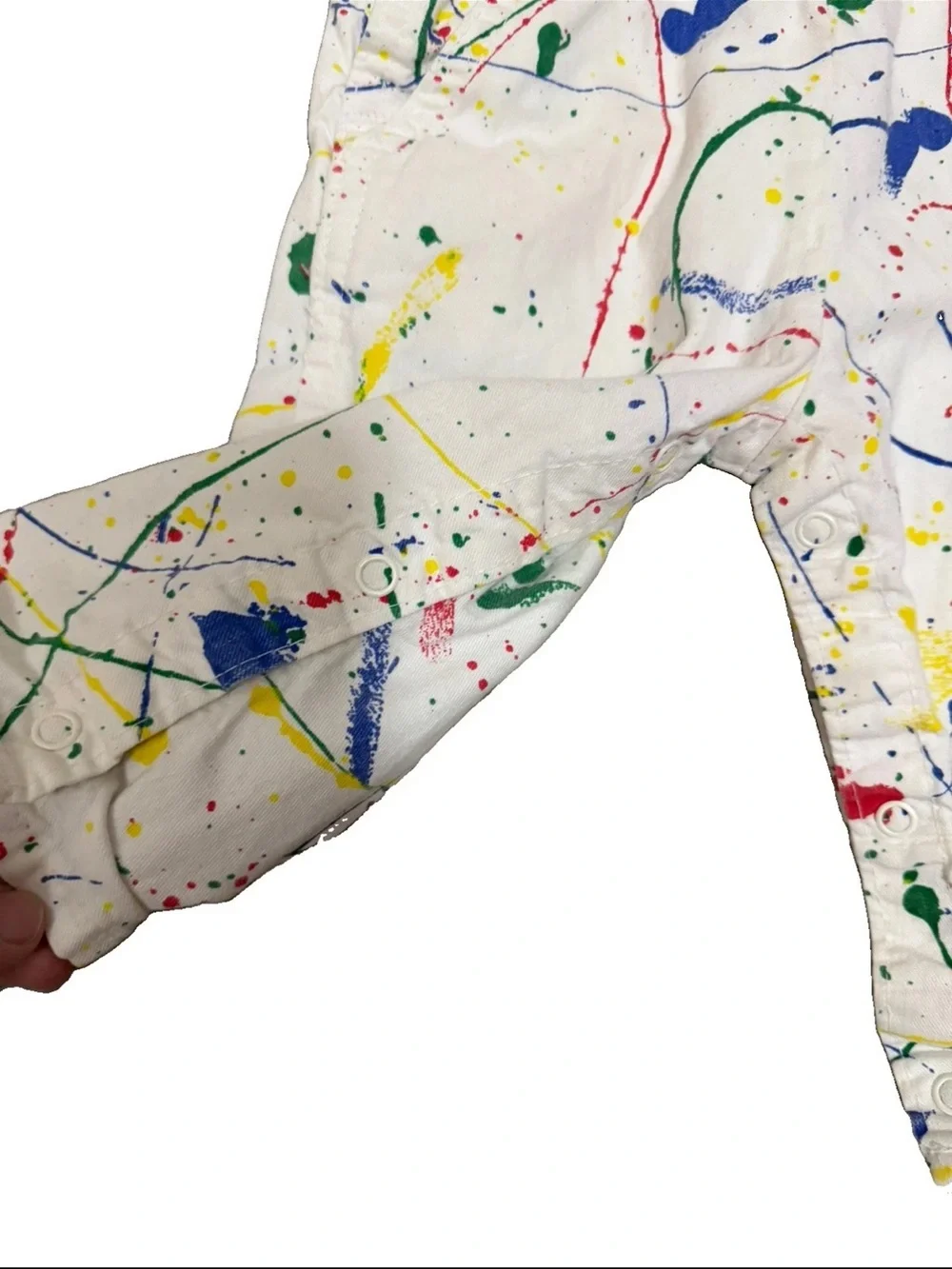 Vintage Oshkosh Overalls 18M Bibs White Paint Splatter 1990s Denim Cotton Multi